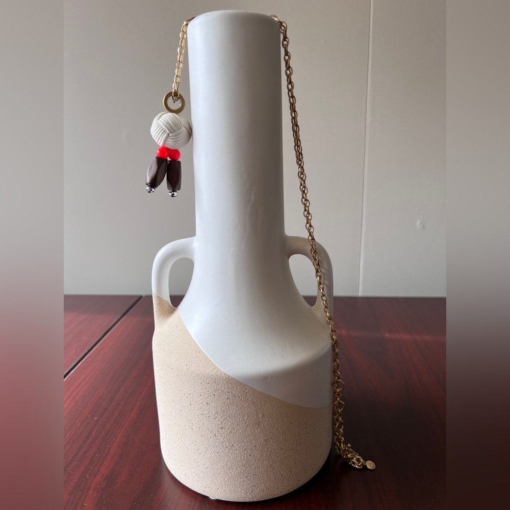 J. Crew Red and Brown Necklace with Pendant
